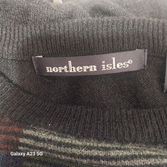 55% Silk Vintage Northern Isles Patchwork Sweater L 35% Rayon 10% Cashmere Hand - Picture 5 of 7